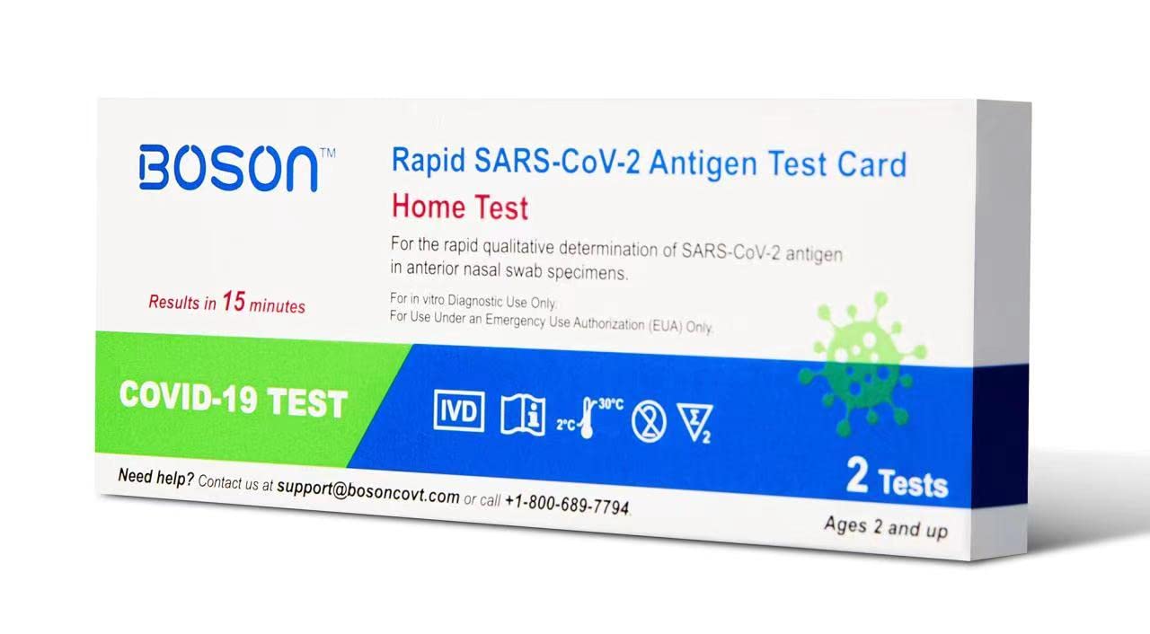 Boson Rapid Antigen Test Card, FDA EUA Authorized OTC at-Home Self Test, 2 Tests Per Pack