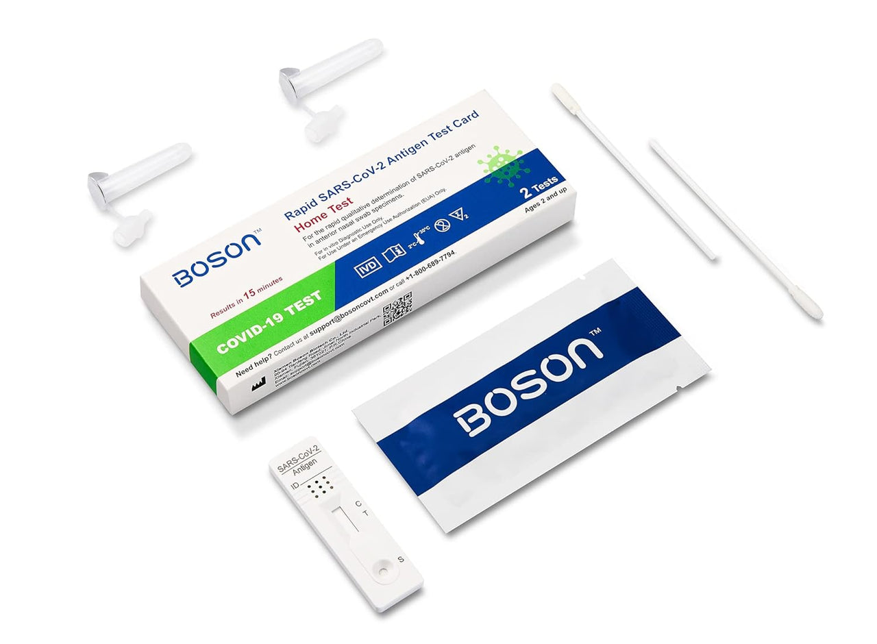 Boson Rapid Antigen Test Card, FDA EUA Authorized OTC at-Home Self Test, 2 Tests Per Pack