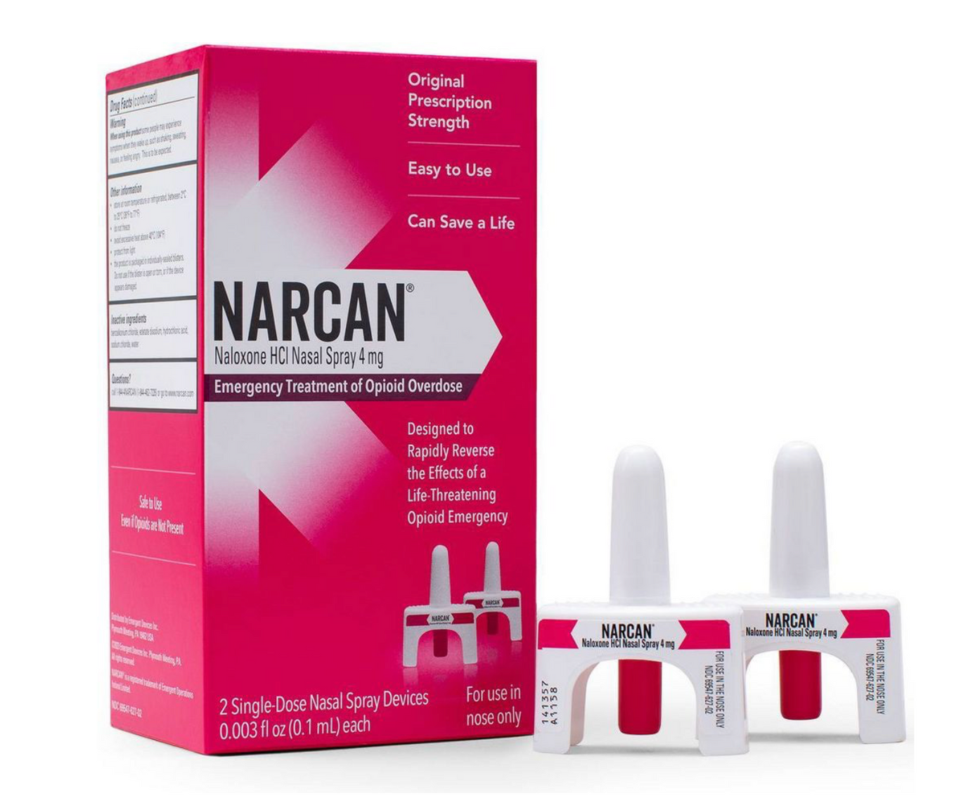 NARCAN (Naloxone) Nasal Spray 4mg Single Dose Opioid Overdose Emergency Treatment - 2ct