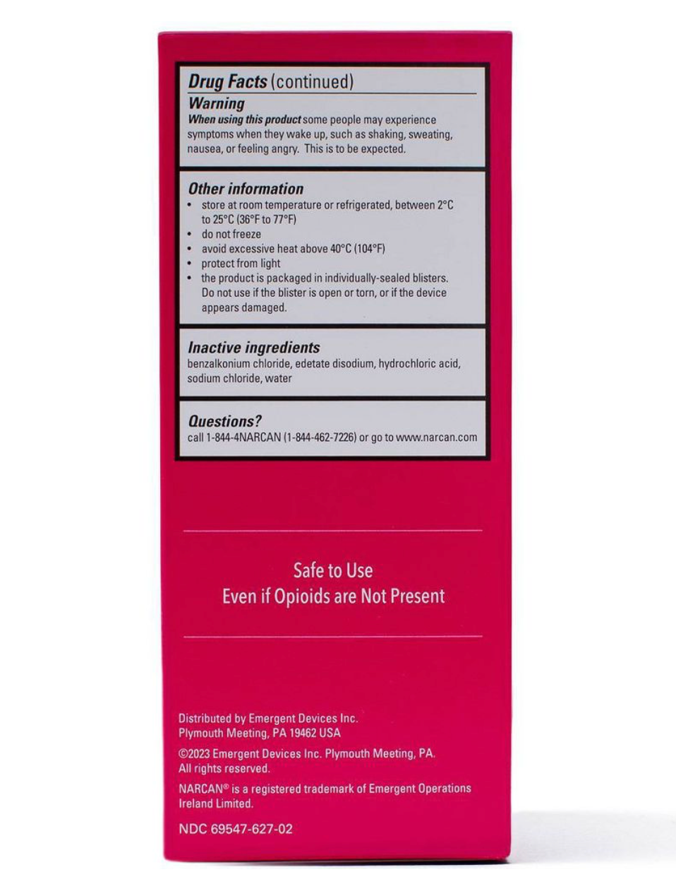 NARCAN (Naloxone) Nasal Spray 4mg Single Dose Opioid Overdose Emergency Treatment - 2ct