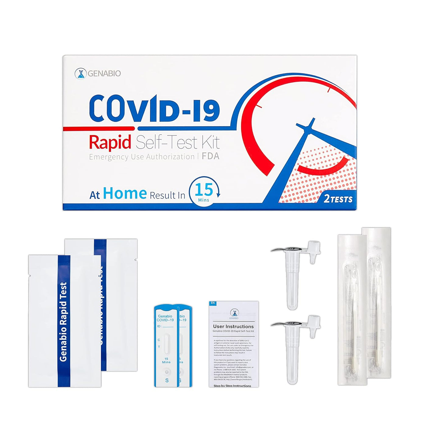 Genabio Home Test 2 Pack Rapid Self-Test Kit