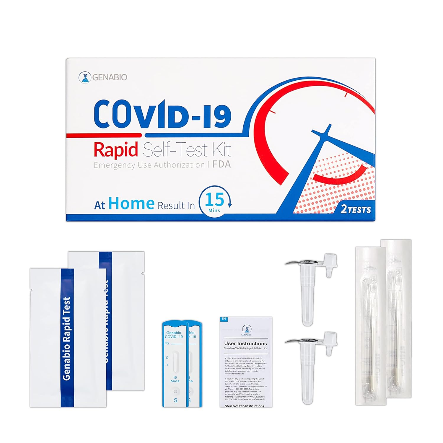 Genabio Home Test 2 Pack Rapid Self-Test Kit